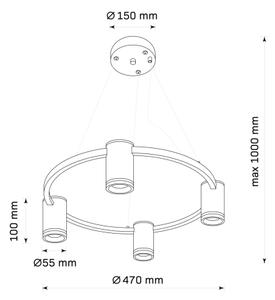 Κρεμαστό φωτιστικό οροφής PARIS 4xGU10/12W/230V μαύρο