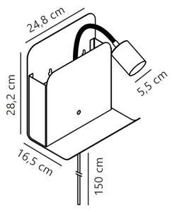 Nordlux - Φωτιστικό τοίχου με ράφι και USB ROOMI 1xGU10/8W/230V λευκό