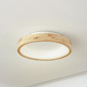 Lucande LED φωτιστικό οροφής Samvel, Ø 40 cm, ξύλο, Ξύλου, Σαλόνι / τραπεζαρία, Ξύλο, σύγχρονο