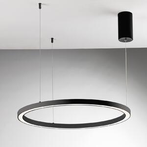Luce Ambiente Design Κρεμαστό φωτιστικό LED Hoop, μαύρο, Ø 80 cm, μέταλλο, CCT, Μαύρο, Σαλόνι / τραπεζαρία, Αλουμίνιο, σύγχρονο