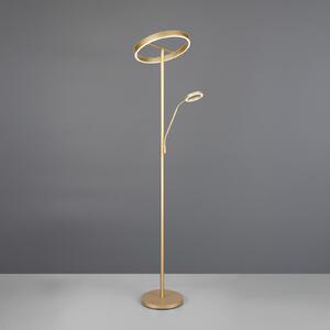 Trio Lighting Φωτιστικό δαπέδου Willis LED, χρυσό, ύψος 180 cm, μέταλλο, CCT, dimmer, ρυθμιζόμενος, Χρυσό / Ορείχαλκου, Σαλόνι / τραπεζαρία, Μέταλλο, σύγχρονο, Φως ανάγνωσης