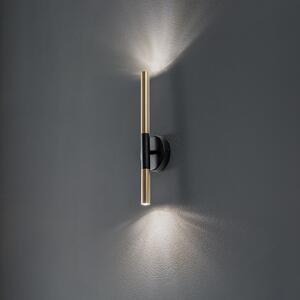 SIGMA Φωτιστικό τοίχου Sopel Lux, 2 φώτα, μαύρο/χρυσό, ύψος 38 cm, ρυθμιζόμενος, Χρυσό / Ορείχαλκου, Σαλόνι / τραπεζαρία, Μέταλλο, σύγχρονο