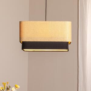 Maco Design Kwadro Duo κρεμαστό φωτιστικό, μαύρο/μπεζ, 50x50cm, γιούτα/σατέν, ρυθμιζόμενος, Μπεζ, Σαλόνι / τραπεζαρία, Ύφασμα / Κλωστοϋφαντουργία