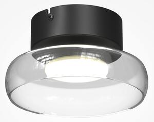 Maytoni Φωτιστικό οροφής LED FLOAT, διαφανές/μαύρο, Ø 20 cm, γυαλί/μέταλλο, ρυθμιζόμενος, Διαφανές, Σαλόνι / τραπεζαρία, Γυαλί, σύγχρονο
