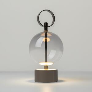 Maytoni Επιτραπέζια λάμπα LED με μπαταρία DOUBLE MOON, γκρι καπνιστό, ύψος 25 εκ., γυαλί, Γκρι, Σαλόνι / τραπεζαρία, Γυαλί, σύγχρονο, Σφαίρα