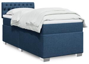 VidaXL Κρεβάτι Boxspring με Στρώμα Μπλε 90x190 εκ.Υφασμάτινο