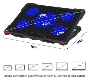 Βάση και ψύξη για φορητό υπολογιστή 5x ανεμιστήρας 2xUSB μαύρο