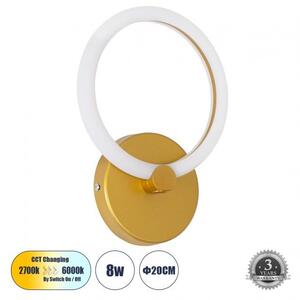 Φωτιστικό Τοίχου Απλίκα LED CCT 8W Αλουμίνιο MATILDA Globostar 61340 Χρυσό