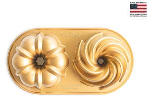 Φόρμα για κέικ Nordic Ware Premier Gold σε 2 σχέδια, με τρύπα και διαστάσεις 32x17x7cm