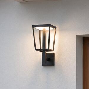 Lucande Εξωτερικός φωτιστικός τοίχου LED Lynx, 35,5 εκ., μαύρος, IP44, Μαύρο, Μέταλλο, σύγχρονο