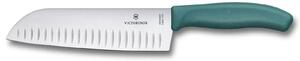 Μαχαίρι Santoku Victorinox Swiss Classic με αυλακώσεις με πράσινη λαβή και μήκος λεπίδας 17cm