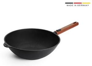 Τηγάνι Wok Woll Eco Logic QXR με αντικολλητική επίστρωση, ξύλινη αποσπώμενη λαβή και διάμετρο 30cm
