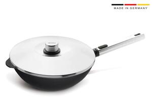 Τηγάνι Wok Woll Diamond XR Logic Pro με αντικολλητική επίστρωση, αποσπώμενη λαβή και διάμετρο 28cm