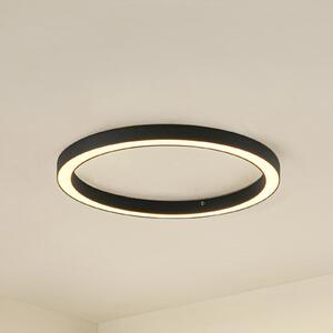 Lucande LED φωτιστικό οροφής Neor, μαύρο, Ø 60 cm, CCT, ρυθμιζόμενο, ρυθμιζόμενος, Μαύρο, Διάδρομος, Μέταλλο, σύγχρονο