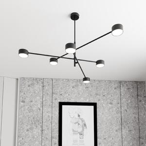 EMIBIG LIGHTING Κρεμαστή λάμπα Natsu, μήκος 84 cm, μέταλλο, 6 φτερά., ρυθμιζόμενος, Μαύρο, Σαλόνι / τραπεζαρία, Μέταλλο, σύγχρονο