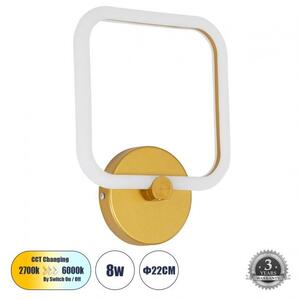 Απλίκα Φωτιστικό Τοίχου LED CCT 8W 960lm ELIZA Globostar 61344 Χρυσό