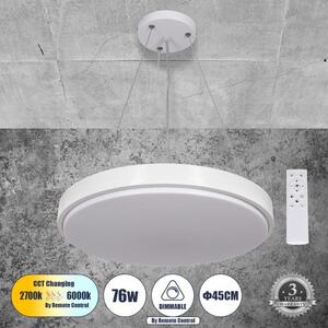 Κρεμαστό Φωτιστικό Οροφής LED CCT 76W 8372 lm CASPER Globostar 61018 Λευκό