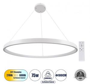 Κρεμαστό Φωτιστικό Οροφής LED CCT 75W 8743 lm NEMESIS 61165 Λευκό Globostar 61165 Λευκό