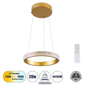 Κρεμαστό Φωτιστικό Οροφής LED 20W 2356lm DIAMOND Globostar 61127 Χρυσό