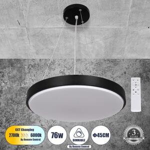 Κρεμαστό Φωτιστικό Οροφής LED CCT 76W 8372 lm CASPER Globostar 61019 Μαύρο