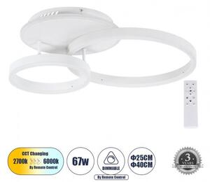 Φωτιστικό Οροφής Δαχτυλίδι Τρίφωτο LED CCT 67W 8107lm VENOM Globostar 61121 Λευκό