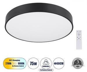 Πλαφονιέρα Φωτιστικό Οροφής LED CCT 75W 8625lm BURTON Globostar 61202-1 Μαύρο