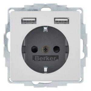 Πρίζα Σούκο με 2xUSB Αλουμίνιο Berker 48036084 Hager