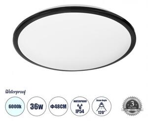 Πλαφονιέρα Οροφής LED 36W IP54 Φ48 6000K Μαύρο 60998 Globostar 60998 Μαύρο