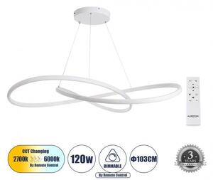 Κρεμαστό Φωτιστικό LED CCT 120W Φ103cm Αλουμίνιο Dimmable Globostar 60918 Λευκό