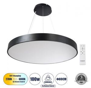 Κρεμαστό Φωτιστικό Οροφής 100W CCT Dim Φ80cm Αλουμίνιο Globostar 61204 Μαύρο