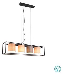 Φωτιστικό Κρεμαστό Trio Lighting Ross 303100417 Μαύρο Ματ με Αμπαζούρ