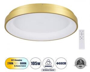 Πλαφονιέρα Φωτιστικό Οροφής Δαχτυλίδι LED CCT 105W 12075lm SALEM Globostar 61239 Χρυσό