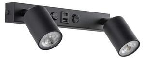 Απλίκα Φωτιστικό Τοίχου 2xGU10 Σποτ Reading Light USB Top TK Lighting 10277 Μαύρο