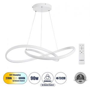 Κρεμαστό Φωτιστικό LED CCT 90W Φ73cm Αλουμίνιο Dimmable Globostar 60914 Λευκό