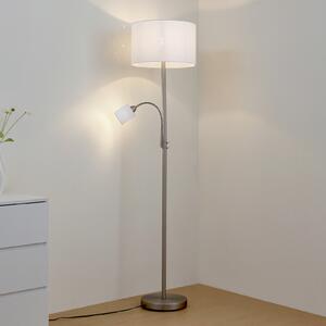 Lindby Φωτιστικό δαπέδου Jaileen, λευκό, ύφασμα, 170 cm, φως ανάγνωσης, Λευκό, Σαλόνι / τραπεζαρία, Ύφασμα / Κλωστοϋφαντουργία, σύγχρονο