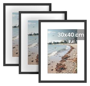 Set 3 piese Rame foto Kavi, Negru, 32x1.5x42 cm