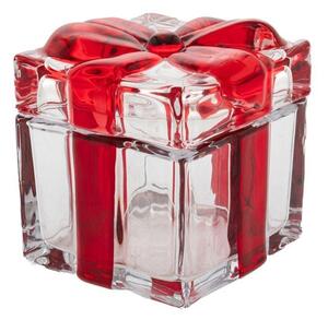 Μπισκοτιέρα Χριστουγεννιάτικη 87177 11x11x11,5cm Clear-Red