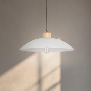 ONLI Κρεμαστό φωτιστικό OHANA, γυαλί Opal, ξύλο δρυός, Ø 40 cm, E27, ρυθμιζόμενος, Λευκό, Σαλόνι / τραπεζαρία, Γυαλί, Σκανδιναβικό