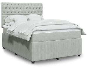 VidaXL Κρεβάτι Boxspring με Στρώμα Ανοιχτό Γκρι 140x200 εκ. Βελούδινο