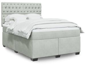 VidaXL Κρεβάτι Boxspring με Στρώμα Ανοιχτό Γκρι 140x200 εκ. Βελούδινο