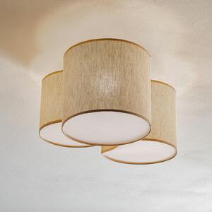 TK Lighting Φωτιστικό οροφής Mona Nature, 3 φτερά, λινό φυσικό, ρυθμιζόμενος, Σαλόνι / τραπεζαρία, Ύφασμα / Κλωστοϋφαντουργία, σύγχρονο