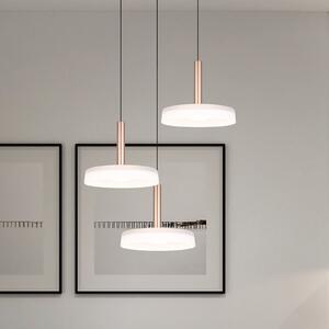 Trio Lighting LED κρεμαστό φωτιστικό Celeste, λευκό/καφέ, Ø 35 cm 3-light glass dim, ρυθμιζόμενος, Λευκό, Σαλόνι / τραπεζαρία, Γυαλί, σύγχρονο