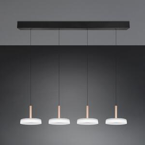Trio Lighting LED κρεμαστό φωτιστικό Celeste λευκό / καφέ 115 cm 4-φωτο γυαλί dimmable, ρυθμιζόμενος, Λευκό, Σαλόνι / τραπεζαρία, Γυαλί, σύγχρονο