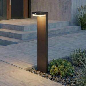 Lindby LED ηλιακό φωτιστικό βάσης Eleazar, μαύρο, αλουμίνιο, αισθητήρας, ρυθμιζόμενος, Μαύρο, Αλουμίνιο, σύγχρονο