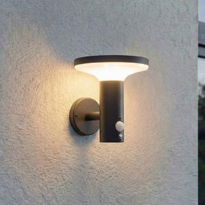 PRIOS Φωτιστικό τοίχου LED με ηλιακή ενέργεια Kalen, 17 cm, μαύρο, αισθητήρα, Μαύρο, Μέταλλο, σύγχρονο