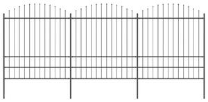 VidaXL Κάγκελα Περίφραξης με Λόγχες Μαύρα (1,75-2) x 5,1 μ. Ατσάλινα