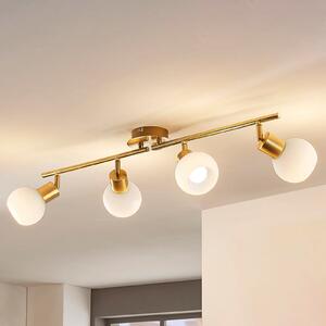 Lindby φωτιστικό οροφής Elaina, 70cm, 4-φωτο, ορείχαλκος, γυαλί, E14, ρυθμιζόμενος, Χρυσό / Ορείχαλκου, Σαλόνι / τραπεζαρία, Μέταλλο, σύγχρονο