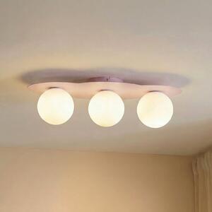 TK Lighting Φωτιστικό οροφής Cloud, ροζ, 3 λάμπες, γυαλί, μήκος 51 cm, G9, ρυθμιζόμενος, Ροζ / Ροζέ, Παιδικό δωμάτιο, Γυαλί, Νεανική διαβίωση
