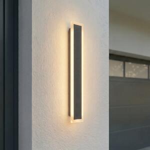 Lucande Εξωτερικός φωτιστικός τοίχου LED Ilora, μαύρος, 60 cm, CCT, IP65, Μαύρο, Ανοξείδωτος χάλυβας, σύγχρονο