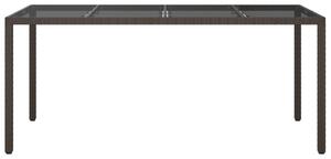 VidaXL Τραπέζι Κήπου Καφέ 190x90x75εκ από Ψημένο Γυαλί/Συνθετικό Ρατάν